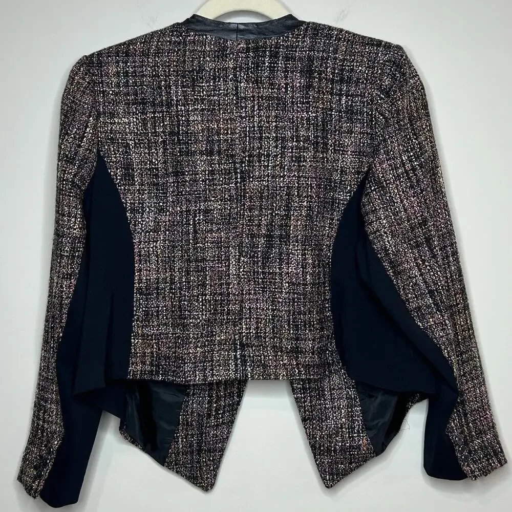 Lane Bryant Open Front Jacket Blazer Size 24 Vegan Leather Trim - Picture 5 of 12